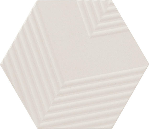 4 Rhyme And Reason Hexagon  Natural Solid-Color Matte Rippled Ceramic Tile Off White