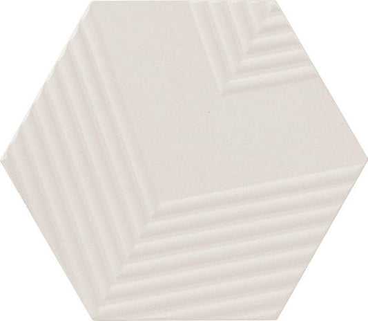 4 Rhyme And Reason Hexagon  Natural Solid-Color Matte Rippled Ceramic Tile Off White
