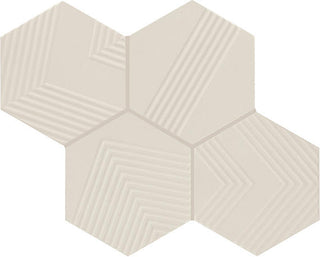 4x4 Rhyme And Reason Hexagon Natural Solid-Color Matte Rippled Ceramic Tile