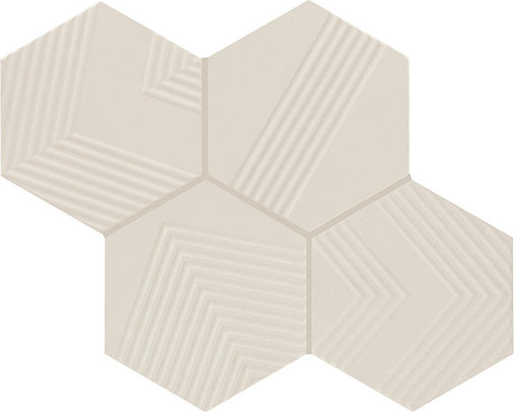 4 Rhyme And Reason Hexagon  Natural Solid-Color Matte Rippled Ceramic Tile Soft Beige