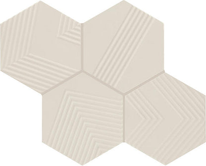 4 Rhyme And Reason Hexagon  Natural Solid-Color Matte Rippled Ceramic Tile Soft Beige