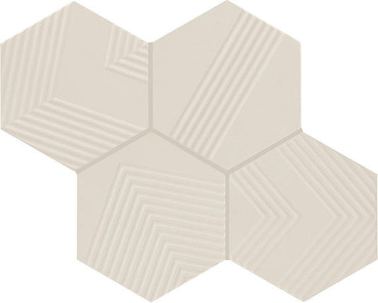 4 Rhyme And Reason Hexagon  Natural Solid-Color Matte Rippled Ceramic Tile Soft Beige