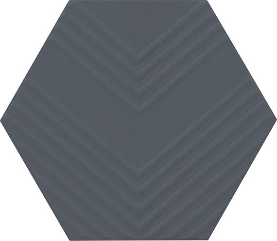 4 Rhyme And Reason Hexagon  Natural Solid-Color Matte Rippled Ceramic Tile Deep Blue