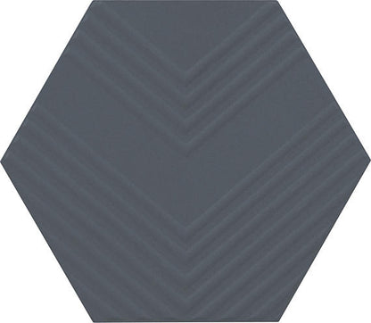 4 Rhyme And Reason Hexagon  Natural Solid-Color Matte Rippled Ceramic Tile Deep Blue
