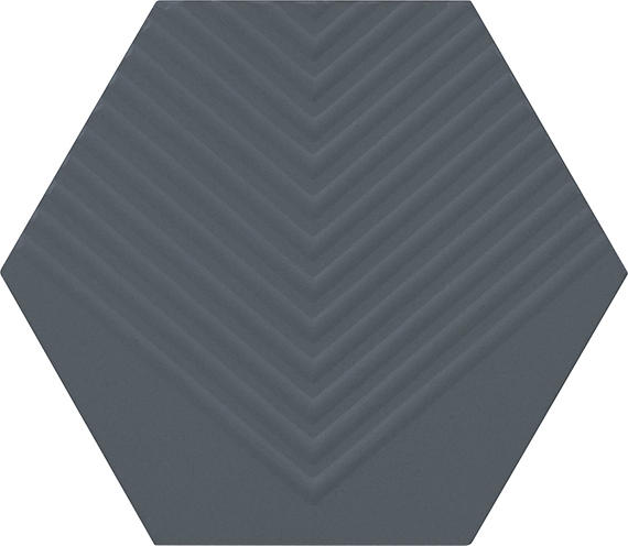 4 Rhyme And Reason Hexagon  Natural Solid-Color Matte Rippled Ceramic Tile Deep Blue