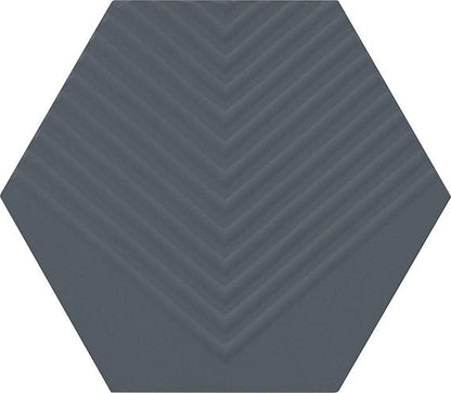 4 Rhyme And Reason Hexagon  Natural Solid-Color Matte Rippled Ceramic Tile Deep Blue