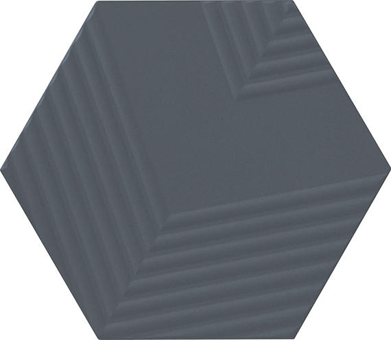 4 Rhyme And Reason Hexagon  Natural Solid-Color Matte Rippled Ceramic Tile Deep Blue