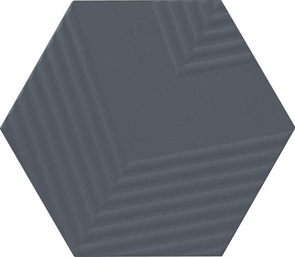 4 Rhyme And Reason Hexagon  Natural Solid-Color Matte Rippled Ceramic Tile Deep Blue