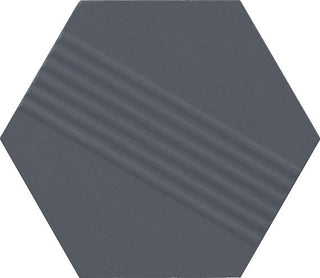 Deep Blue - 4x4 Rhyme And Reason Hexagon Natural Solid-Color Matte Rippled Ceramic Tile
