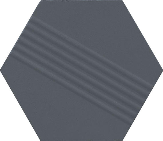 4 Rhyme And Reason Hexagon  Natural Solid-Color Matte Rippled Ceramic Tile Deep Blue
