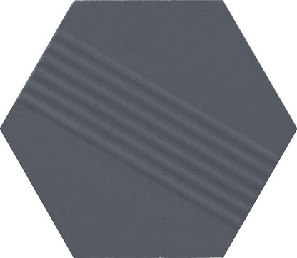 4 Rhyme And Reason Hexagon  Natural Solid-Color Matte Rippled Ceramic Tile Deep Blue