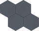 4 Rhyme And Reason Hexagon  Natural Solid-Color Matte Rippled Ceramic Tile Deep Blue
