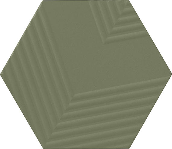 4 Rhyme And Reason Hexagon  Natural Solid-Color Matte Rippled Ceramic Tile Muted Green