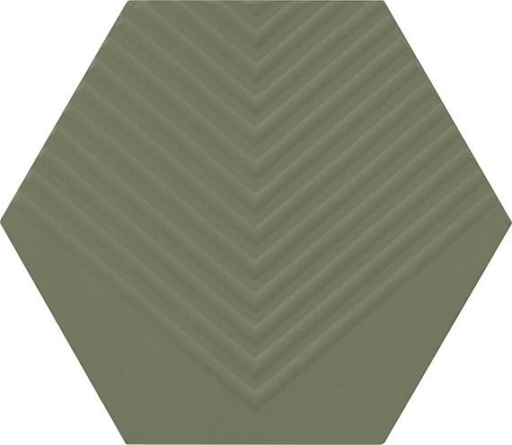 4 Rhyme And Reason Hexagon  Natural Solid-Color Matte Rippled Ceramic Tile Muted Green