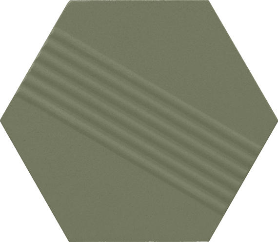 4 Rhyme And Reason Hexagon  Natural Solid-Color Matte Rippled Ceramic Tile Muted Green