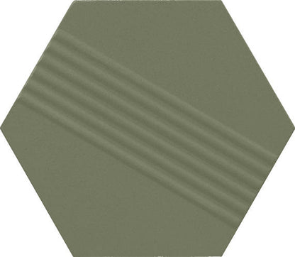 4 Rhyme And Reason Hexagon  Natural Solid-Color Matte Rippled Ceramic Tile Muted Green