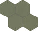 4 Rhyme And Reason Hexagon  Natural Solid-Color Matte Rippled Ceramic Tile Muted Green