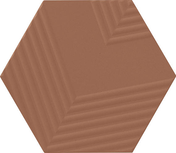 4 Rhyme And Reason Hexagon  Natural Solid-Color Matte Rippled Ceramic Tile Orange Brown