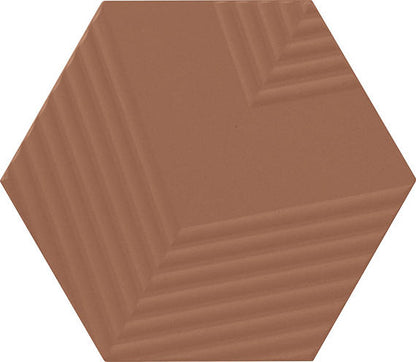 4 Rhyme And Reason Hexagon  Natural Solid-Color Matte Rippled Ceramic Tile Orange Brown