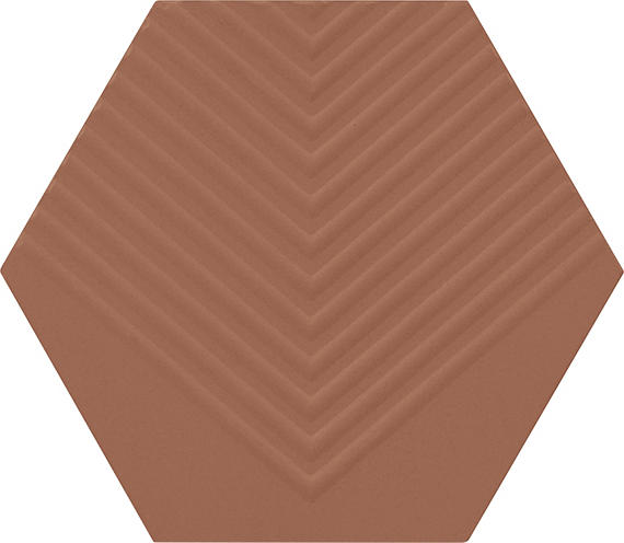 4 Rhyme And Reason Hexagon  Natural Solid-Color Matte Rippled Ceramic Tile Orange Brown