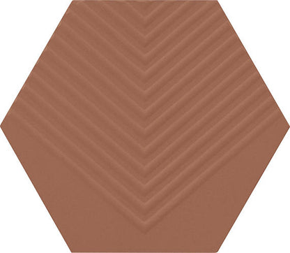 4 Rhyme And Reason Hexagon  Natural Solid-Color Matte Rippled Ceramic Tile Orange Brown