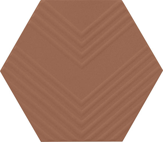 4 Rhyme And Reason Hexagon  Natural Solid-Color Matte Rippled Ceramic Tile Orange Brown