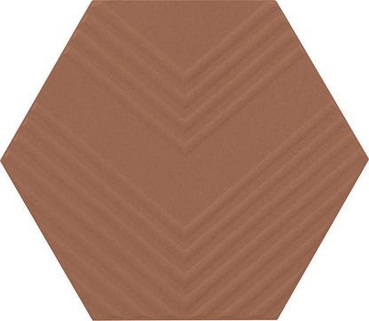 4 Rhyme And Reason Hexagon  Natural Solid-Color Matte Rippled Ceramic Tile Orange Brown