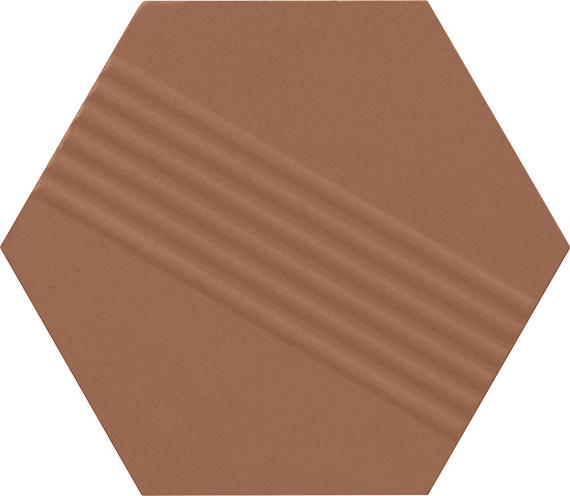 4 Rhyme And Reason Hexagon  Natural Solid-Color Matte Rippled Ceramic Tile Orange Brown