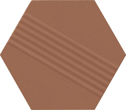 4 Rhyme And Reason Hexagon  Natural Solid-Color Matte Rippled Ceramic Tile Orange Brown