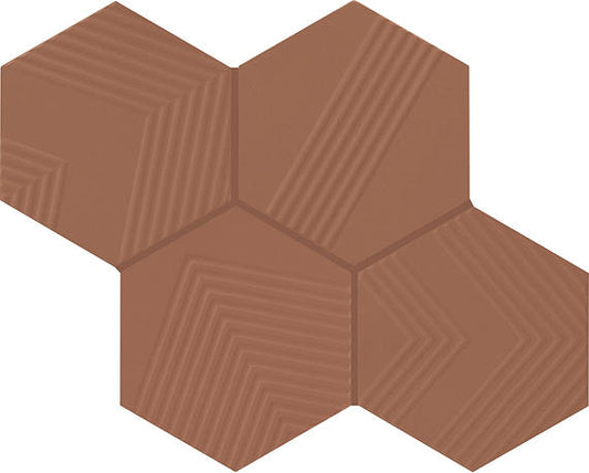4 Rhyme And Reason Hexagon  Natural Solid-Color Matte Rippled Ceramic Tile Orange Brown