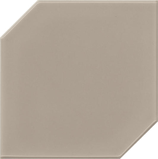 6x6 Retrospace Remix Hexagon  Natural Solid-Color Glossy Smooth Ceramic Tile Taupe Beige