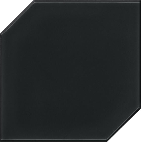 6x6 Retrospace Remix Hexagon  Natural Solid-Color Glossy Smooth Ceramic Tile Charcoal Black