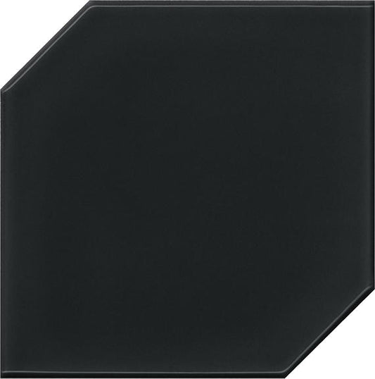 6x6 Retrospace Remix Hexagon  Natural Solid-Color Glossy Smooth Ceramic Tile Charcoal Black