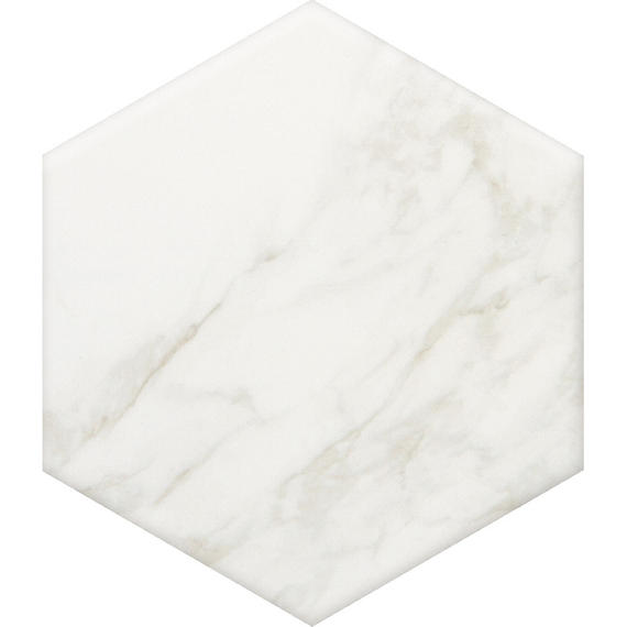 8x9 Marble Obsession Hexagon Light Veining  Natural Marble-Look Matte Smooth Porcelain Tile Soft Marble