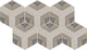 8x9 Scrapbook Hexagon Encaustic  Natural Concrete-Look Matte Smooth Porcelain Tile Beige Blue