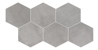 8x9 Scrapbook Hexagon Intricate Geometry Natural Concrete-Look Matte Smooth Porcelain Tile