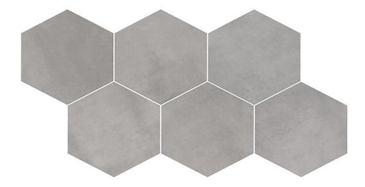 8x9 Scrapbook Hexagon Intricate Geometry  Natural Concrete-Look Matte Smooth Porcelain Tile Light Gray