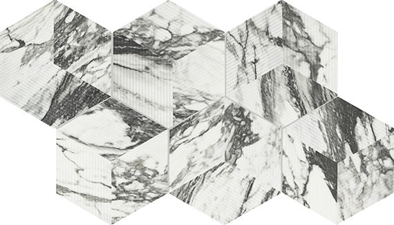 8x9 Divinium Hexagon  Natural Marble-Look Matte Smooth Porcelain Tile Storm Gray