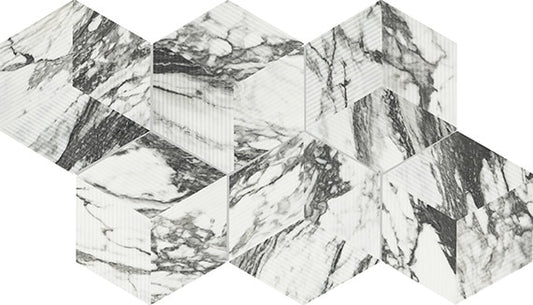 8x9 Divinium Hexagon Natural Marble-Look Matte Smooth Porcelain Tile