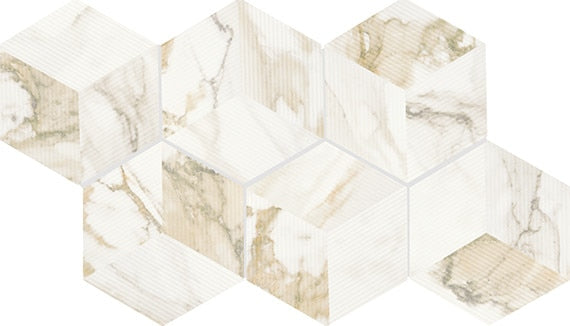 8x9 Divinium Hexagon  Natural Marble-Look Matte Smooth Porcelain Tile Golden Cream
