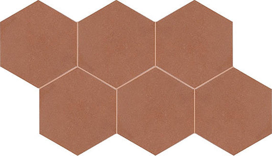 8 Inyo Hexagon  Natural Natural-Look Satin Smooth Porcelain Tile Terracotta Brown