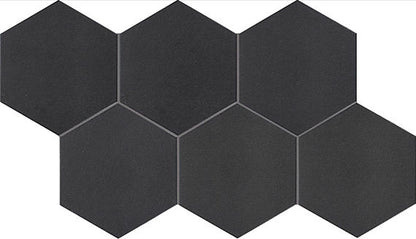 8 Inyo Hexagon  Natural Natural-Look Satin Smooth Porcelain Tile Charcoal Black