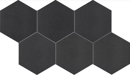 8 Inyo Hexagon  Natural Natural-Look Satin Smooth Porcelain Tile Charcoal Black