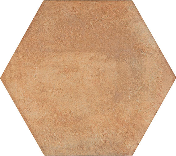 8x9 Cotto Revival Hexagon  Natural Stone-Look Matte Smooth Porcelain Tile Rust Brown