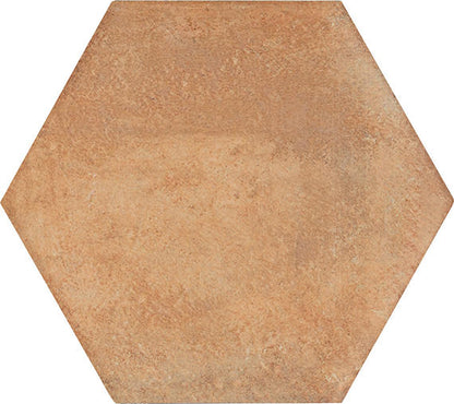 8x9 Cotto Revival Hexagon  Natural Stone-Look Matte Smooth Porcelain Tile Rust Brown