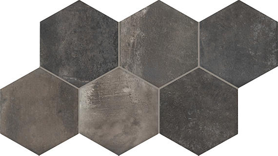 8x9 Cotto Revival Hexagon  Natural Stone-Look Matte Smooth Porcelain Tile Baltic Gray