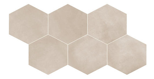 8x9 Scrapbook Hexagon  Natural Concrete-Look Matte Smooth Porcelain Tile Warm Beige