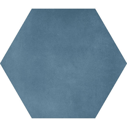 8x9 Scrapbook Hexagon  Natural Concrete-Look Matte Smooth Porcelain Tile Slate Blue