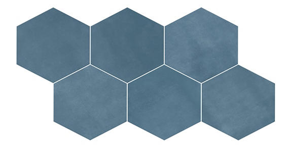 8x9 Scrapbook Hexagon  Natural Concrete-Look Matte Smooth Porcelain Tile Slate Blue