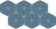 8x9 Scrapbook Hexagon Star Intricate Geometry Natural Concrete-Look Matte Smooth Porcelain Tile Slate Blue